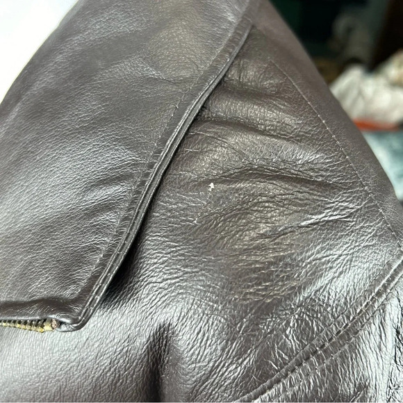 Vintage 80s NYDA Brown 100% Leather Trench - Picture 9 of 11